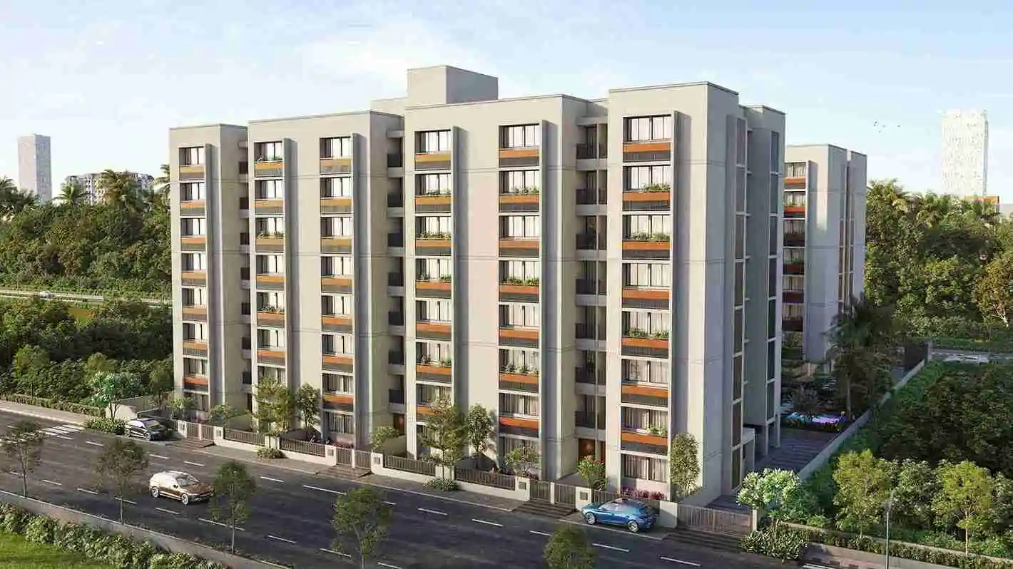 Perspective rendering of the residential blocks