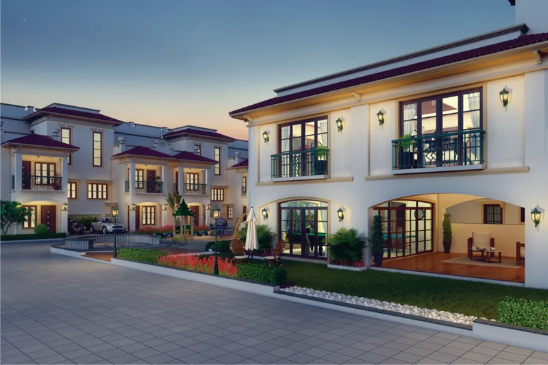 Shaligram Villa: Villa exterior at dusk